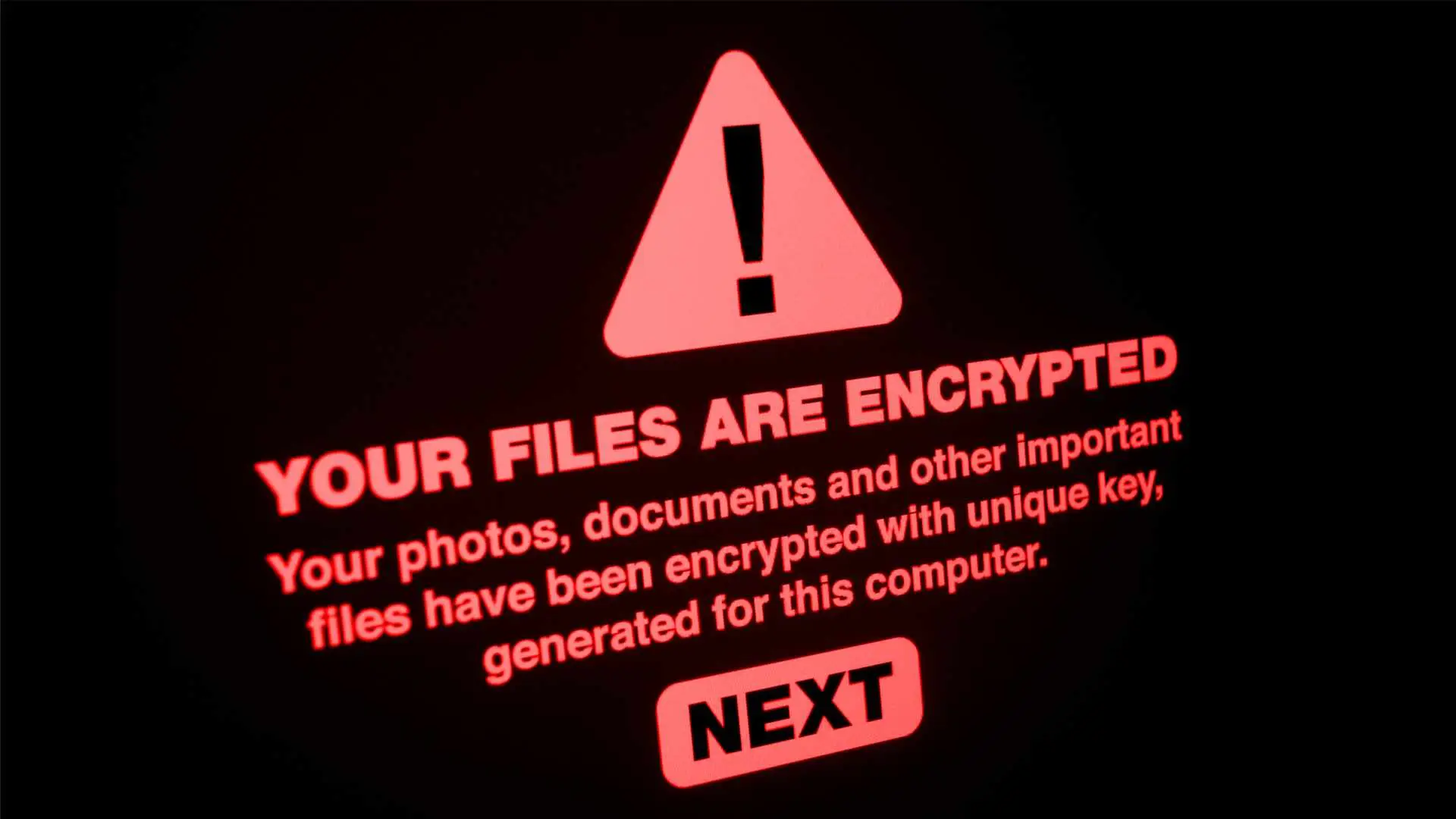 Ransomware - Close up of Your Files Are Encrypted on the Screen